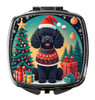 Black Toy Poodle Christmas Compact Decorative Travel Makeup Mirror product image at NuMercy