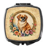 Tibetan Spaniel and Flowers Compact Decorative Travel Makeup Mirror product image at NuMercy