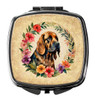 Bloodhound and Flowers Compact Decorative Travel Makeup Mirror product image at NuMercy