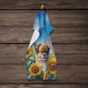 Tibetan Spaniel in Sunflowers Kitchen Towel Dish Cloths product image at NuMercy 4