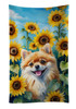 Pomeranian in Sunflowers Kitchen Towel Dish Cloths DAC6136 product image at NuMercy