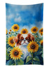 Japanese Chin in Sunflowers Kitchen Towel Dish Cloths DAC6104 product image at NuMercy