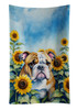 English Bulldog in Sunflowers Kitchen Towel Dish Cloths product image at NuMercy