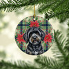 Black Havanese Christmas Poinsettias Ceramic Christmas Ornament product image at NuMercy 2