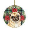 Fawn Pug Christmas Poinsettias Ceramic Christmas Ornament product image at NuMercy