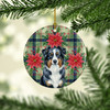 Black Australian Shepherd Christmas Poinsettias Ceramic Christmas Ornament product image at NuMercy 2