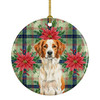 Orange and White Brittany Christmas Poinsettias Ceramic Christmas Ornament product image at NuMercy