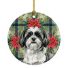 Black and White Shih Tzu Christmas Poinsettias Ceramic Christmas Ornament product image at NuMercy