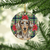 Dapple Dachshund Christmas Poinsettias Ceramic Christmas Ornament product image at NuMercy 2