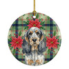 Blue Roan & Tan English Cocker Spaniel Christmas Poinsettias Ceramic Christmas Ornament product image at NuMercy