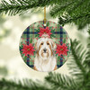 White and Tan Bearded Collie Christmas Poinsettias Ceramic Christmas Ornament product image at NuMercy 2