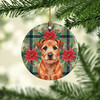 Red Border Terrier Christmas Poinsettias Ceramic Christmas Ornament product image at NuMercy 2