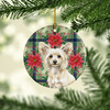 Powderpuff Chinese Crested Christmas Poinsettias Ceramic Christmas Ornament product image at NuMercy 2