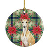 Fawn Whippet Christmas Poinsettias Ceramic Christmas Ornament product image at NuMercy