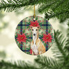 Fawn Whippet Christmas Poinsettias Ceramic Christmas Ornament product image at NuMercy 2