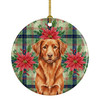 Copper Nova Scotia Duck Tolling Retriever Christmas Poinsettias Ceramic Christmas Ornament product image at NuMercy