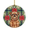 Red Brussels Griffon Christmas Poinsettias Ceramic Christmas Ornament product image at NuMercy