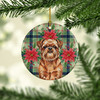 Red Brussels Griffon Christmas Poinsettias Ceramic Christmas Ornament product image at NuMercy 2