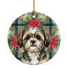Brindle Shih Tzu Christmas Poinsettias Ceramic Christmas Ornament product image at NuMercy