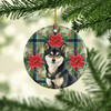 Black and Tan Shiba Inu Christmas Poinsettias Ceramic Christmas Ornament product image at NuMercy 2