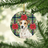 White and Tan Jack Russell Terrier Christmas Poinsettias Ceramic Christmas Ornament product image at NuMercy 2