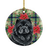 Black Chow Chow Christmas Poinsettias Ceramic Christmas Ornament product image at NuMercy