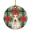 Fawn and White Bull Terrier Christmas Poinsettias Ceramic Christmas Ornament product image at NuMercy