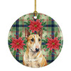 Miniature Bull Terrier Christmas Poinsettias Ceramic Christmas Ornament product image at NuMercy