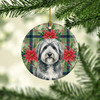 Gray and White Old English Sheepdog Christmas Poinsettias Ceramic Christmas Ornament product image at NuMercy 2