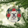 White English Bulldog Christmas Poinsettias Ceramic Christmas Ornament product image at NuMercy 2