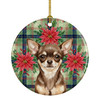 Chocolate Chihuahua Christmas Poinsettias Ceramic Christmas Ornament product image at NuMercy