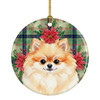 Pomeranian Christmas Poinsettias Ceramic Christmas Ornament product image at NuMercy