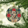 Grizzle and Tan Border Terrier Christmas Poinsettias Ceramic Christmas Ornament product image at NuMercy 2