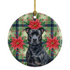 Black American Staffordshire Terrier Christmas Poinsettias Ceramic Christmas Ornament product image at NuMercy