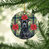 Black American Staffordshire Terrier Christmas Poinsettias Ceramic Christmas Ornament product image at NuMercy 2