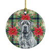 Blue Neapolitan Mastiff Christmas Poinsettias Ceramic Christmas Ornament product image at NuMercy