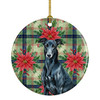 Black Greyhound Christmas Poinsettias Ceramic Christmas Ornament product image at NuMercy