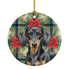 Black and Tan Dachshund Christmas Poinsettias Ceramic Christmas Ornament product image at NuMercy