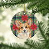 Corgi Christmas Poinsettias Ceramic Christmas Ornament product image at NuMercy 2