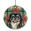 Black and Tan Pekingese Christmas Poinsettias Ceramic Christmas Ornament product image at NuMercy