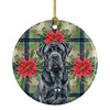 Black Neapolitan Mastiff Christmas Poinsettias Ceramic Christmas Ornament product image at NuMercy