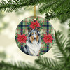 Blue Merle Collie Christmas Poinsettias Ceramic Christmas Ornament product image at NuMercy 2