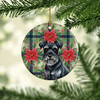 Black Miniature Schnauzer Christmas Poinsettias Ceramic Christmas Ornament product image at NuMercy 2