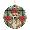 Brindle American Staffordshire Terrier Christmas Poinsettias Ceramic Christmas Ornament product image at NuMercy