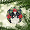 Black and White Japanese Chin Christmas Poinsettias Ceramic Christmas Ornament product image at NuMercy 2