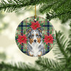 Blue Merle American Shepherd Christmas Poinsettias Ceramic Christmas Ornament product image at NuMercy 2