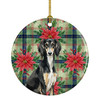 Black and Tan Saluki Christmas Poinsettias Ceramic Christmas Ornament product image at NuMercy