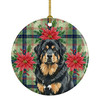 Black and Tan Tibetan Mastiff Christmas Poinsettias Ceramic Christmas Ornament product image at NuMercy