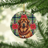 Red Gold Tibetan Mastiff Christmas Poinsettias Ceramic Christmas Ornament product image at NuMercy 2