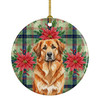 Red Leonberger Christmas Poinsettias Ceramic Christmas Ornament product image at NuMercy